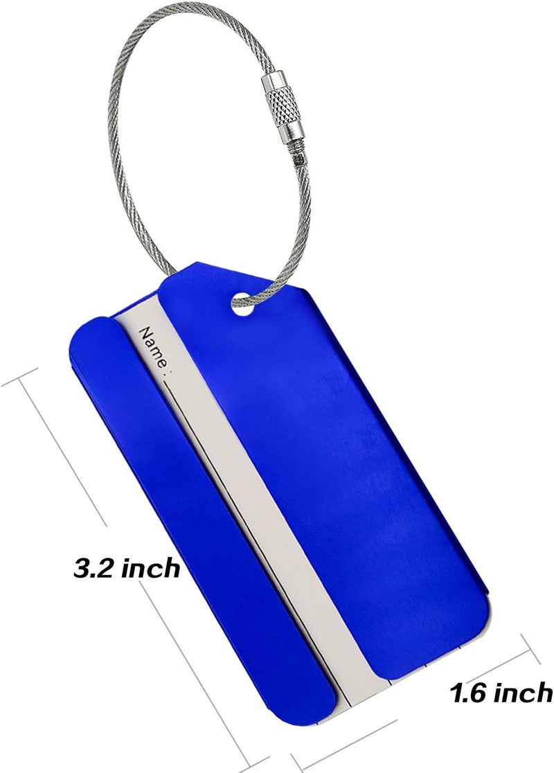 Ovener 5Pack Blue Aluminum Luggage Tags, Luggage Tag Holders for Travel Luggage Baggage Identifier by - Image 5